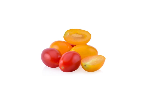 Cherry tomatoes isolated on white background