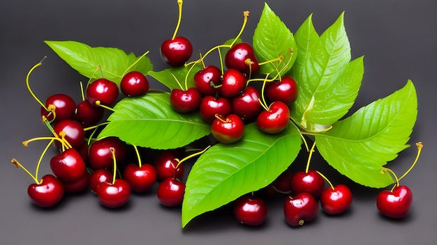 Cherry with leaf isolated