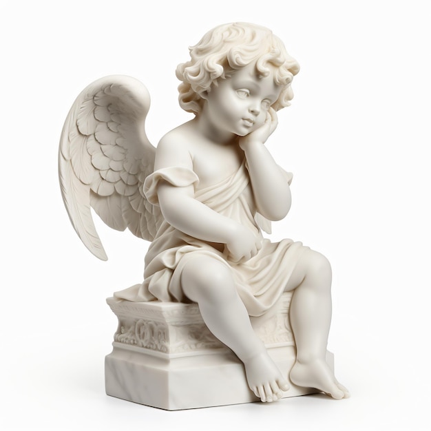 cherub marble statue isolated on white background