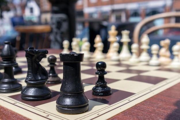 Chess Board in the Street Ready for a Game in East Grinstead