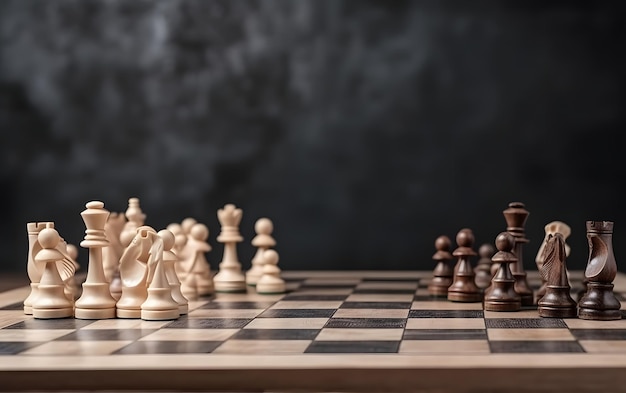 A chess board with a black background and a white chess piece on it.