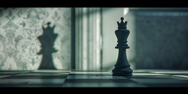 a chess board with a black king on it and a white background