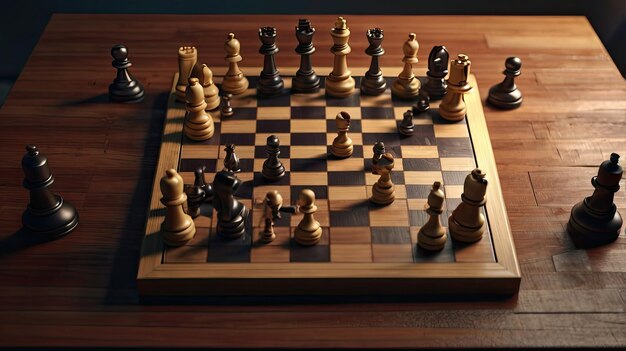 Photo a chess board with chess pieces on it and a chess board with the chess pieces on it