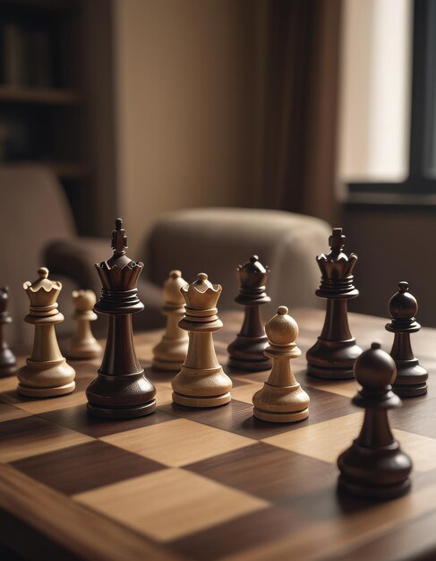 a chess board with chess pieces on it