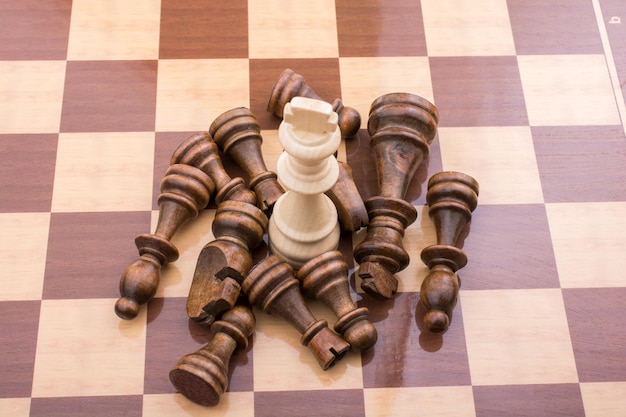 Chess board with chess pieces