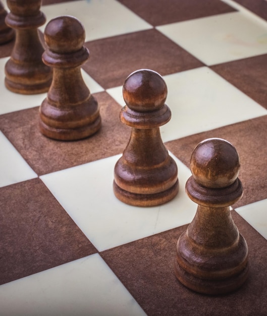 Chess board with chess pieces