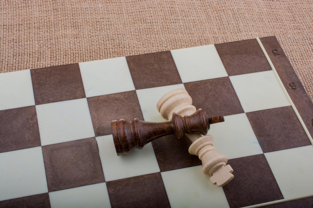 Chess board with chess pieces