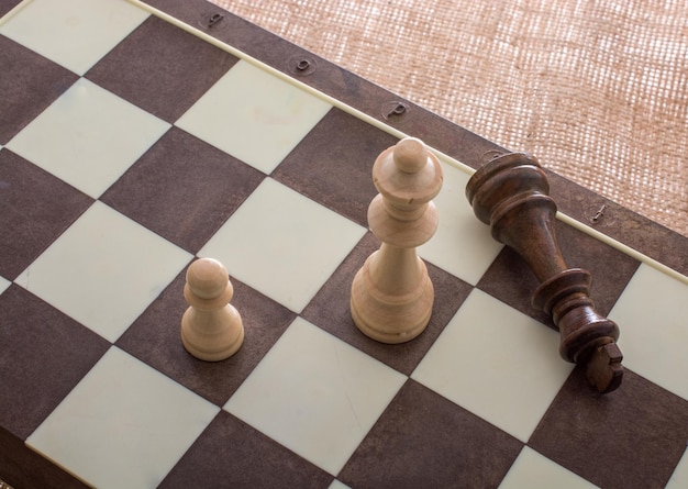 Chess board with chess pieces