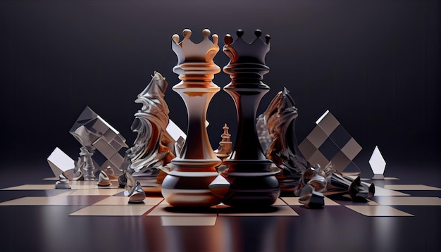 Chess game competition business concept Fighting and confronting problems