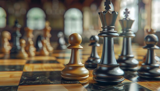 A chess game is being played with a white pawn and a black king by ai generated image