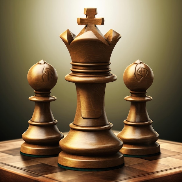 A chess game with a king and two other chess pieces.