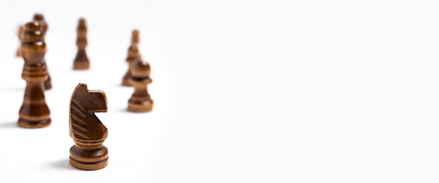 Chess landscape on a white background Chess is a board game for two players Banner