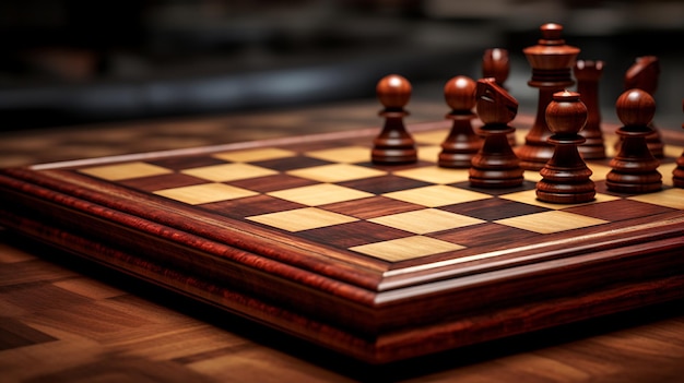 Chess piece on chessboard competition success and strategy game play generative ai