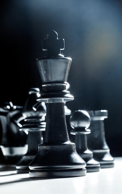 Chess pieces on a black background