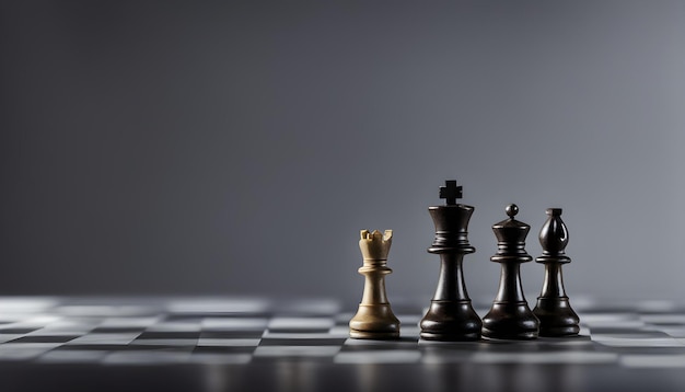 chess pieces on a black board with the king