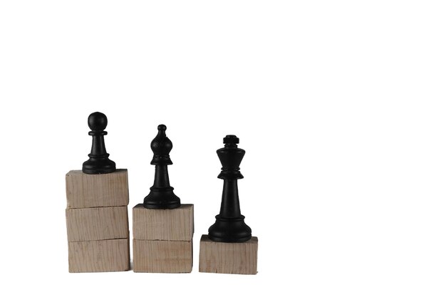 Chess pieces' from wooden cubes show the concepts of equity. Business concept