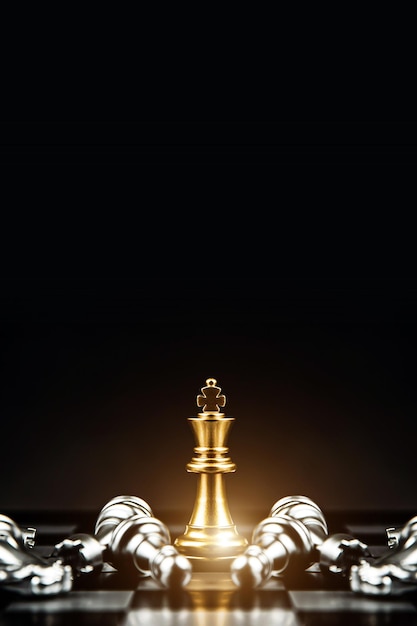 Chess pieces stand with team concepts of challenge and leadership