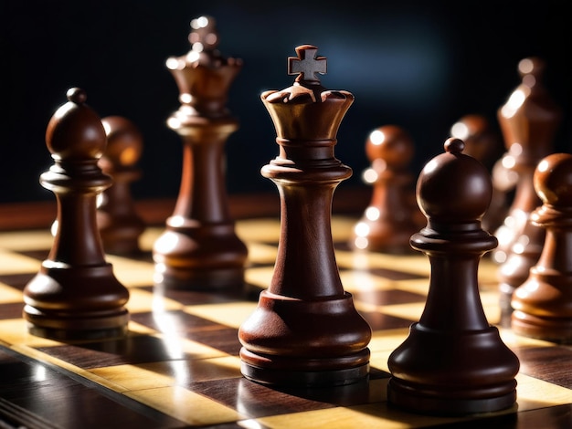 chess pieces on a wooden board chess pieces on a wooden board