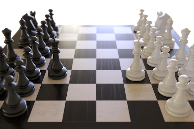 chess war figure in competition success play. strategy, management or leadership concept .3D Render