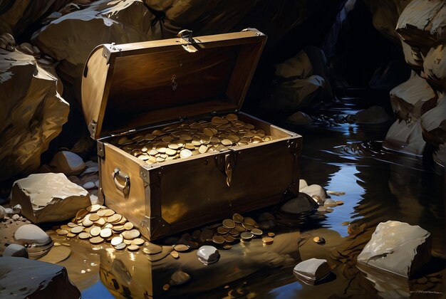 Photo a chest full of gold