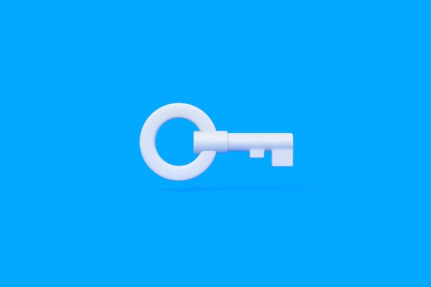 Chest key on a blue background 3D render illustration