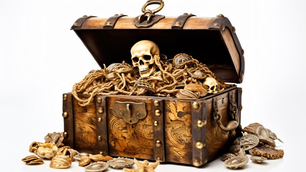 a chest with a skull and bones in it