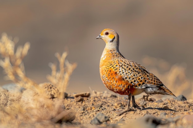 Chestnut bellied Sandgrouse Desert bird with intricate plumage