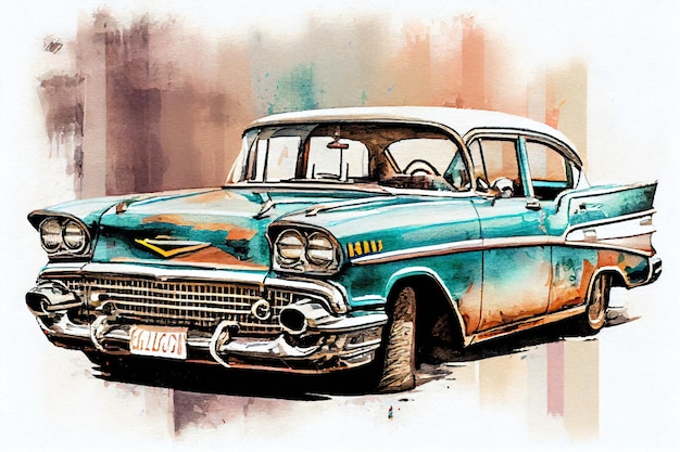 Chevrolet 1959 Car watercolor