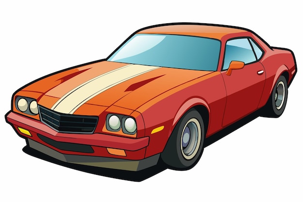 Chevrolet Camaro Car Vector Illustration with White Background Cartoon Clipart and Line Art Design