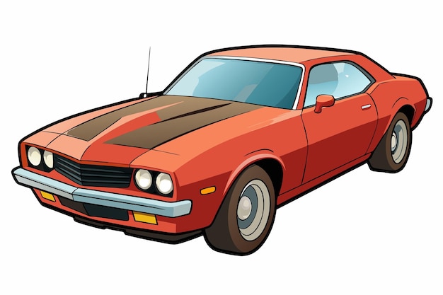 Photo chevrolet camaro car vector illustration with white background cartoon clipart and line art design