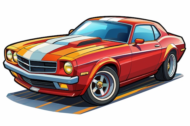 Photo chevrolet camaro car vector illustration with white background cartoon clipart and line art design