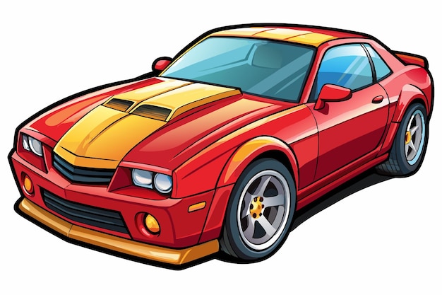 Chevrolet Camaro Car Vector Illustration with White Background Cartoon Clipart and Line Art Design