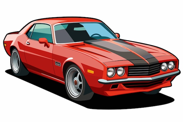 Chevrolet Camaro Car Vector Illustration with White Background Cartoon Clipart and Line Art Design