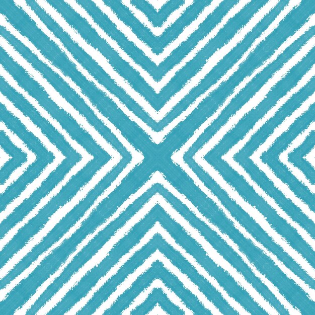 Chevron stripes design. Turquoise symmetrical kaleidoscope background. Geometric chevron stripes pattern. Textile ready vibrant print, swimwear fabric, wallpaper, wrapping.