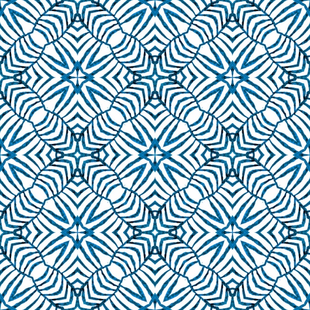 Chevron watercolor pattern. Blue memorable boho chic summer design. Textile ready incredible print, swimwear fabric, wallpaper, wrapping. Green geometric chevron watercolor border.