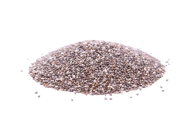 Chia seeds isolated on white superfood nutritional supplements