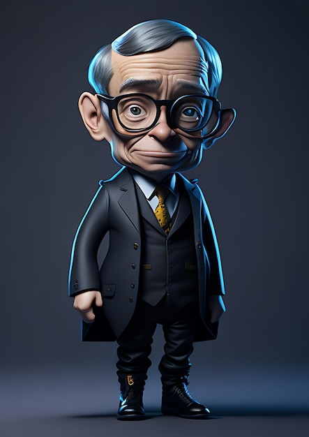 A Chibi Caricature Portrait of Stephen Hawking in Stunning 3D Render