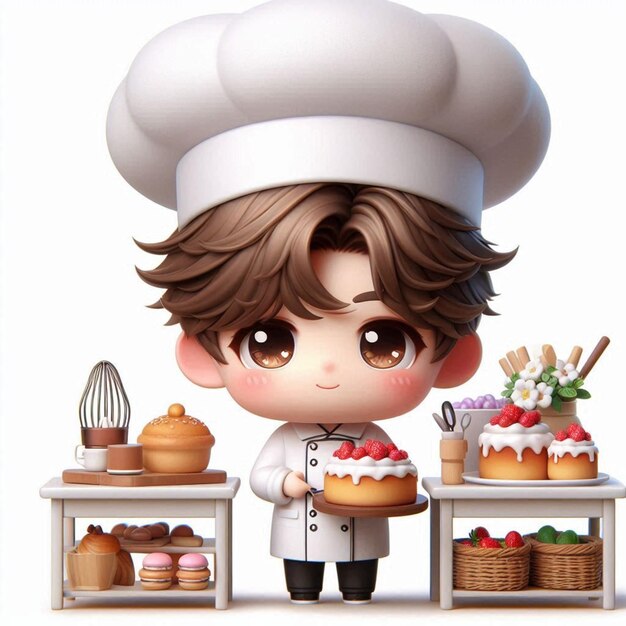 Chibi chef bakery kid cute boy