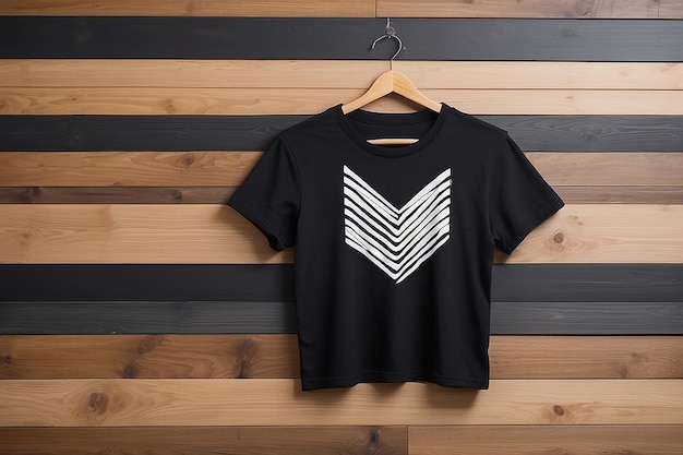 Photo chic black tshirt on chevron wood wall