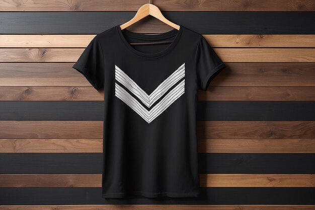 Photo chic black tshirt on chevron wood wall