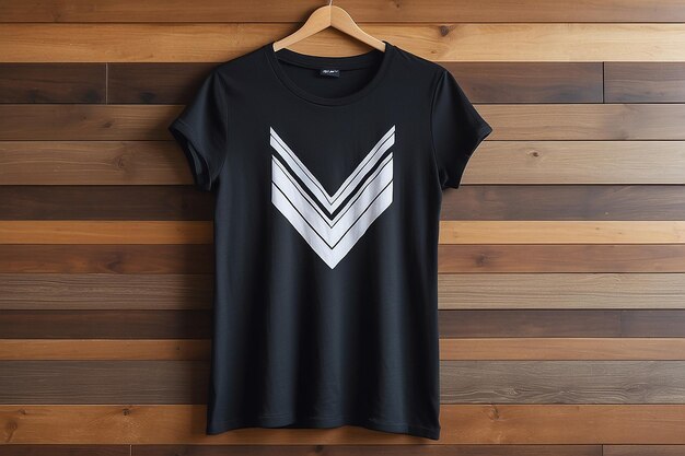 Photo chic black tshirt on chevron wood wall