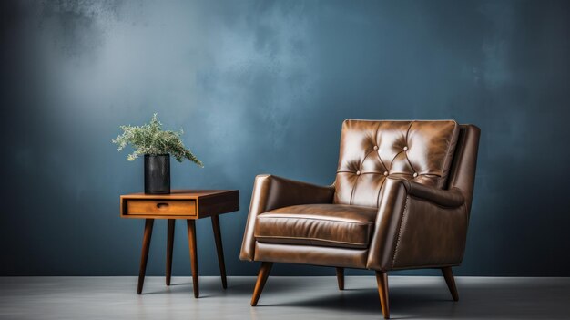 Chic Comfort A Blue Leather Armchair Elevates the Style of this Modern Interior