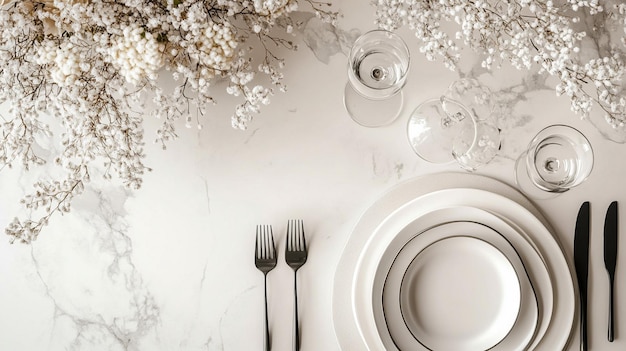 Photo chic dinnerware and floral table setting