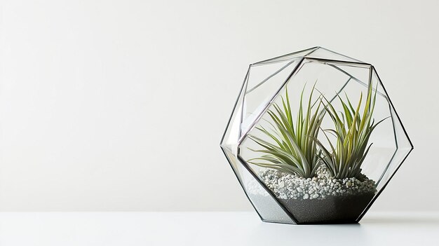 Photo chic geometric glass terrarium with air plants