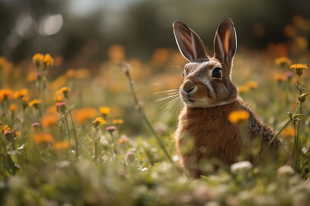 Chic Hare in Meadow Sunglasses and Floral Charm