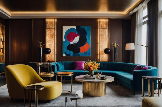 chic hotel lounge area with contemporary art e f b e d abd f fa