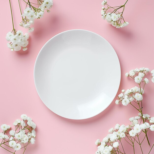 Chic Mockup White Plate on Pink Tabletop