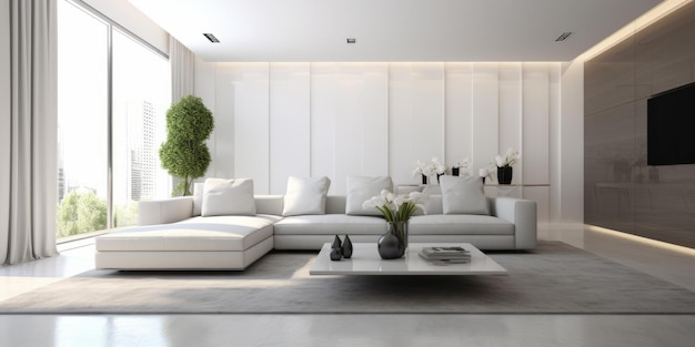 Chic Modern Living Room Interior AI Generated