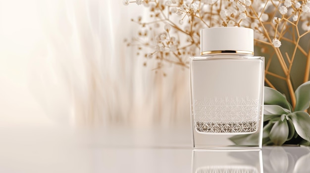 Chic perfume soft box featuring minimalist Arabic design intricate patterns and soft color palette