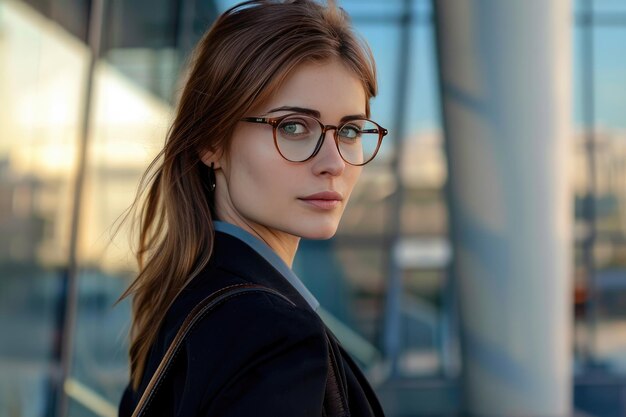 Photo chic professional woman carrying a briefcase